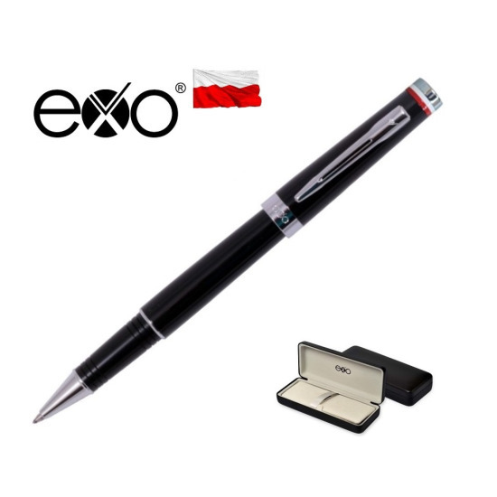 EXO Flaga Polska, black, Rollerball pen, premium box